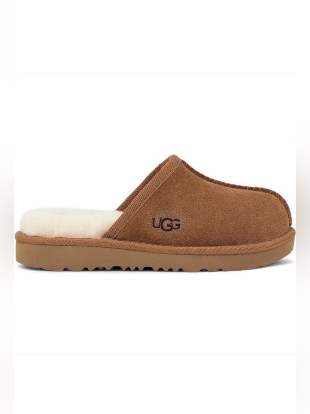 UGG Keegan Chestnut Suede Slide Slippers Shearling Kids Size 3M Cozy Comfort - Picture 5 of 14
